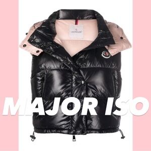 ISO MONCLER ALPISTE SLEEVELESSS DOWN VEST JACKET SIZE 2 OR 3 BLACK PINK